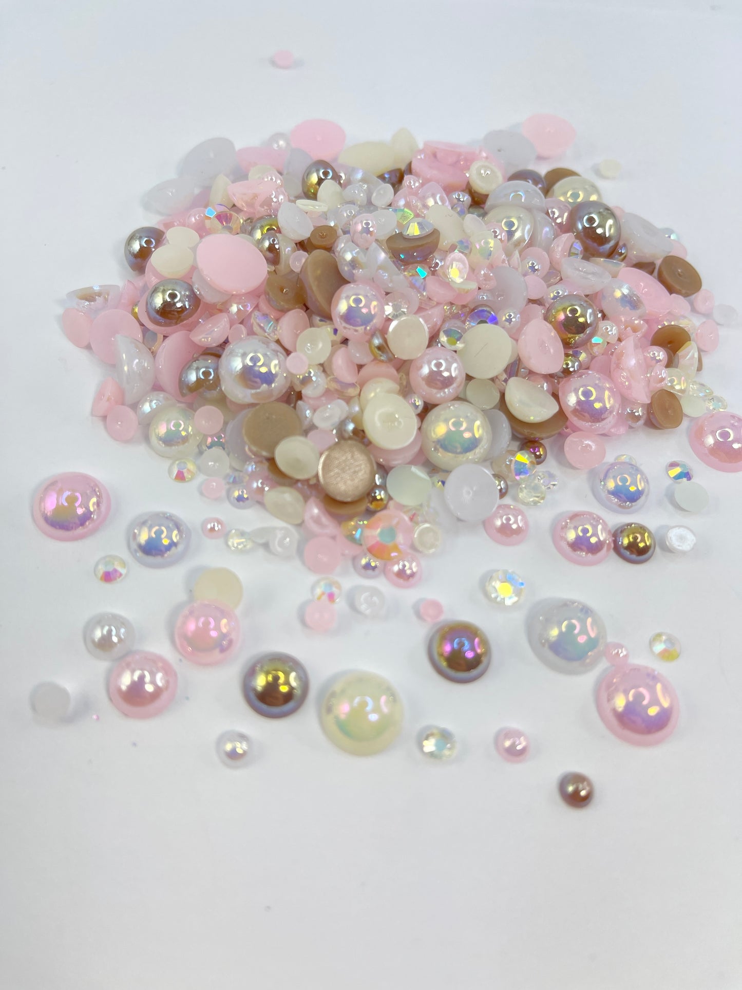 Strawberry Nougat Flat Back Pearl/ Rhinestone Mix 50g