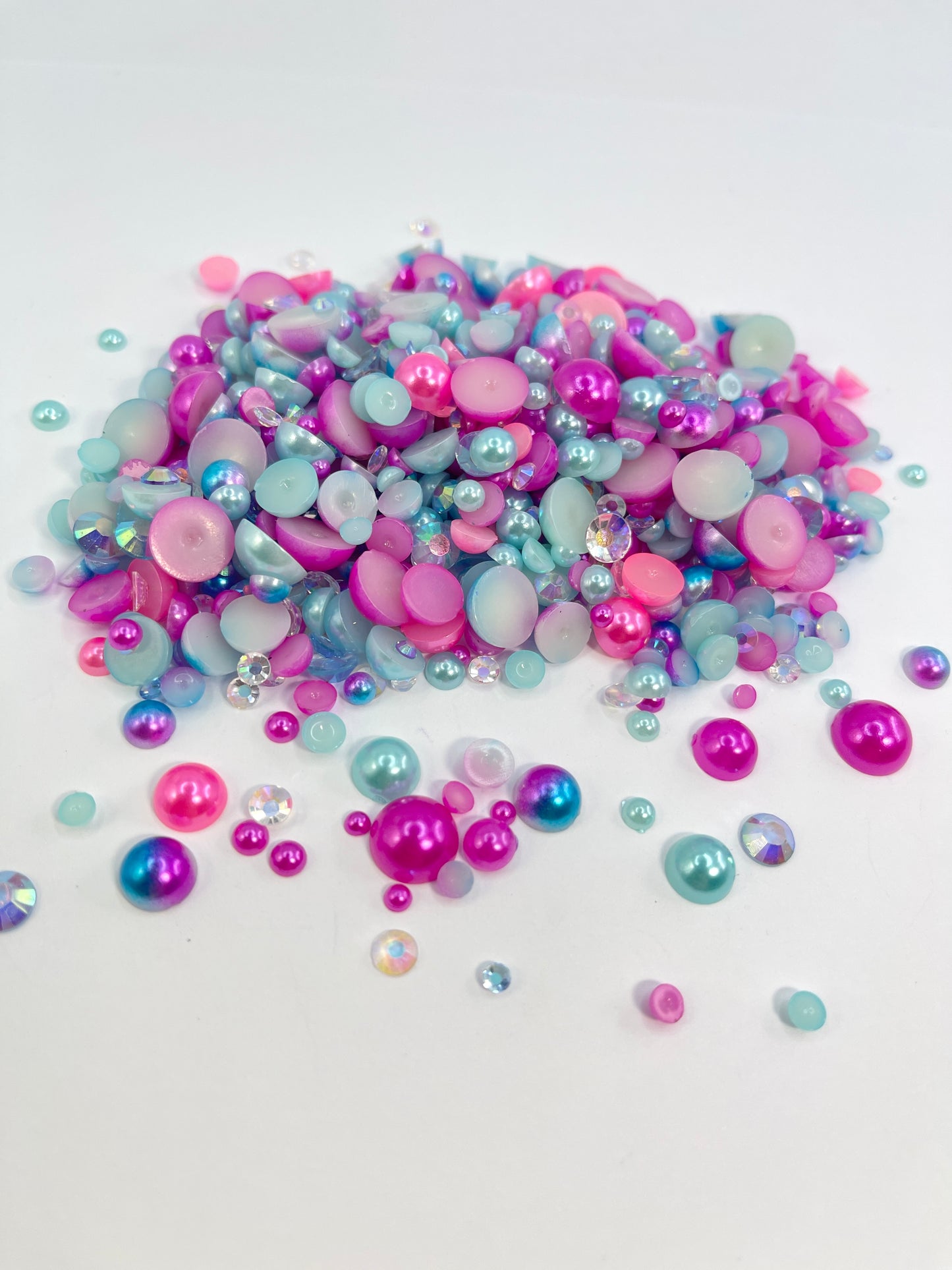 Sour Raspberry Flat Back Pearl/ Rhinestone Mix 50g
