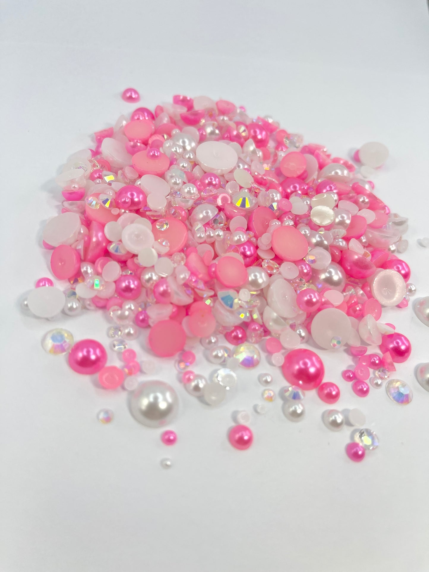 Penelope Flat Back Pearl/ Rhinestone Mix 50g