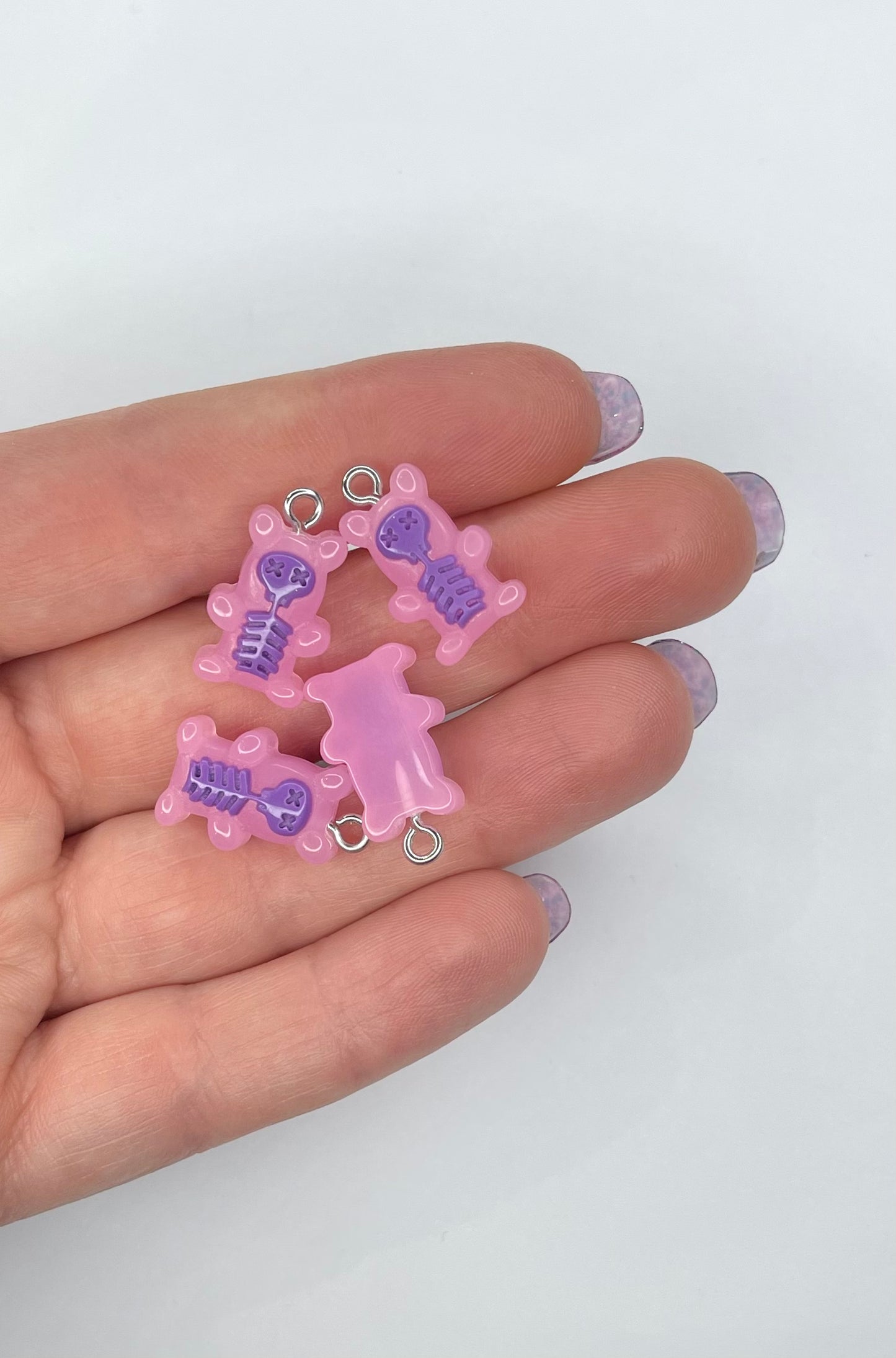 Skeleton Gummy Bear Charms- Pink