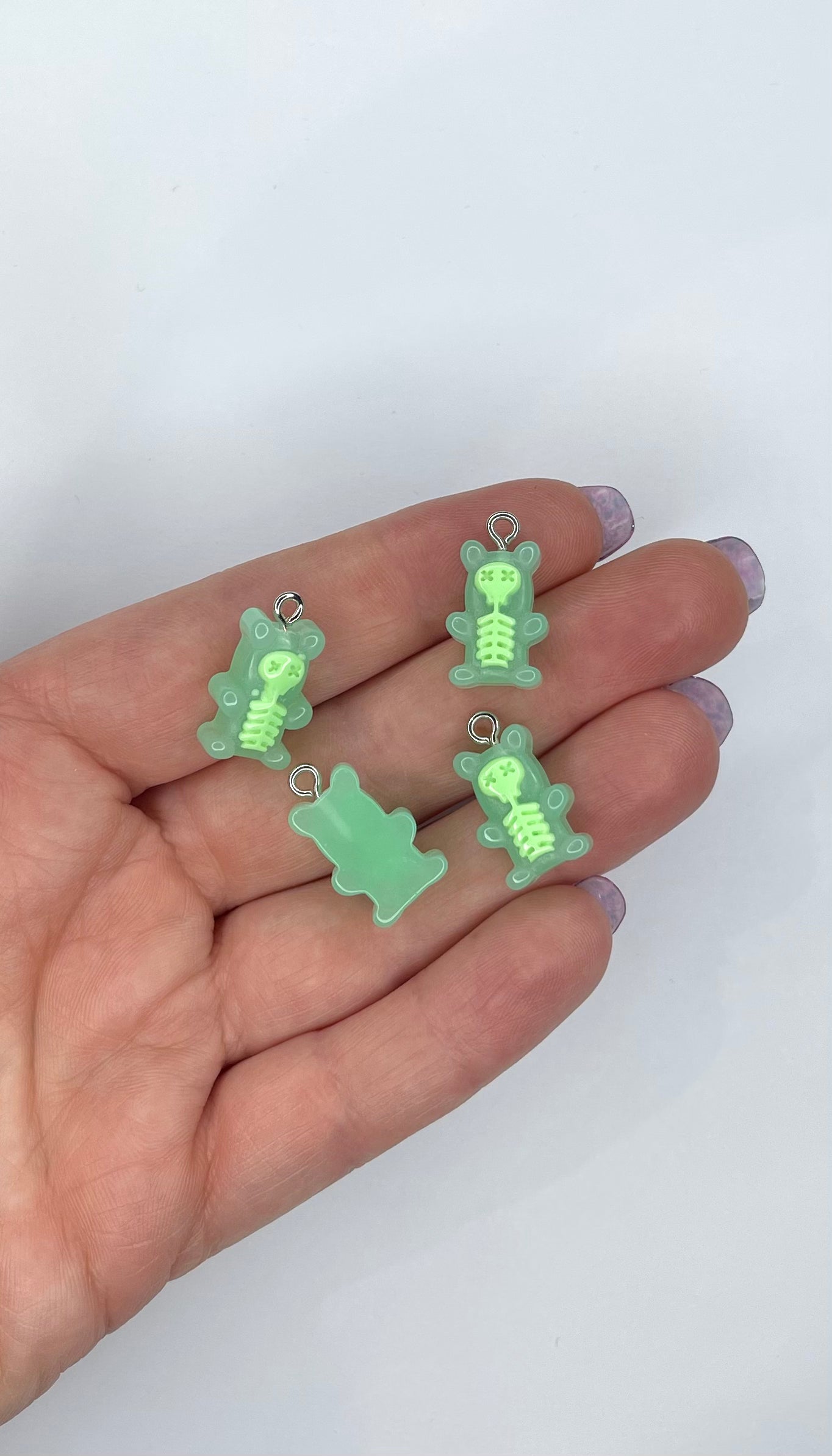 Skeleton Gummy Bear Charms- Green