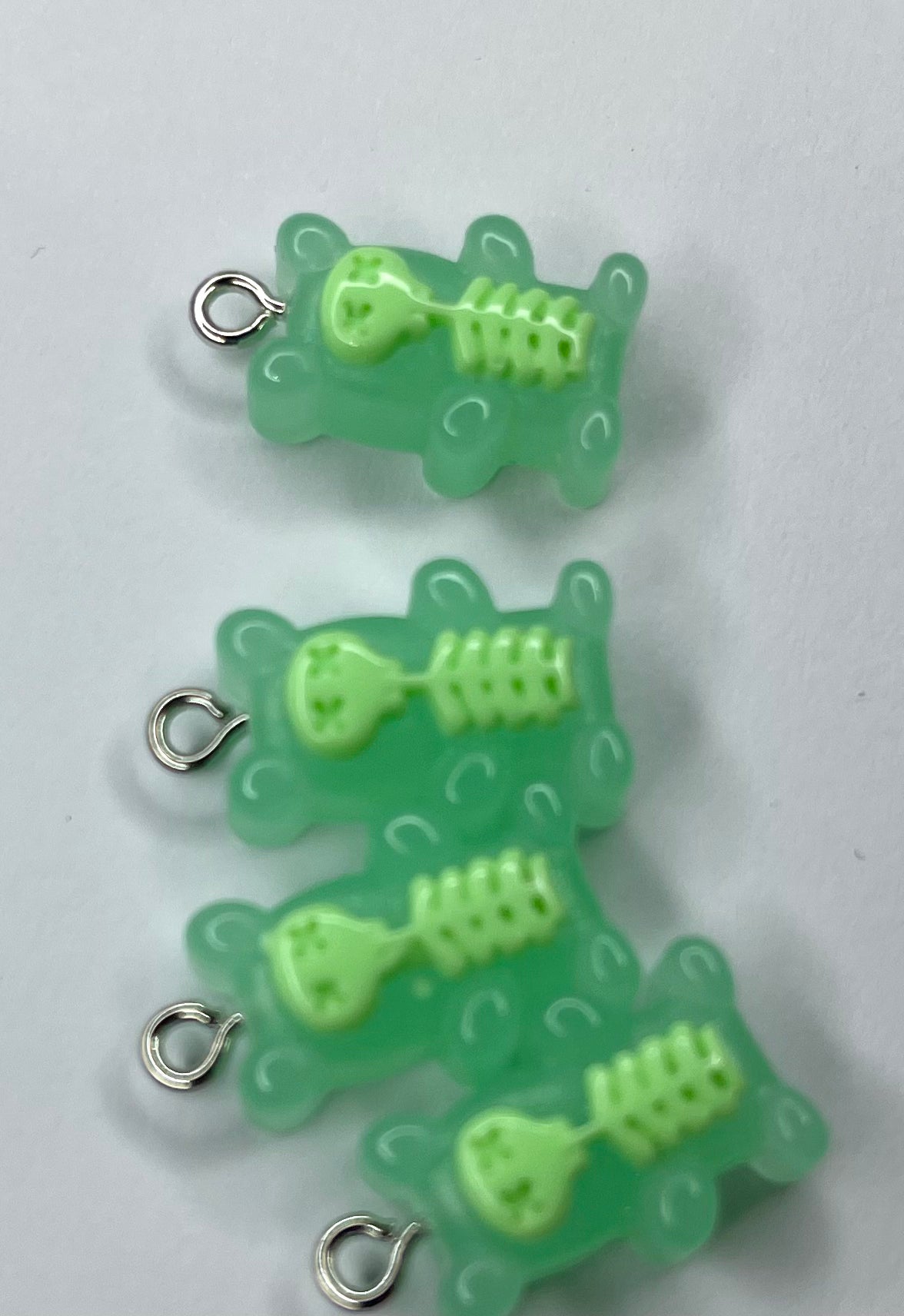 Skeleton Gummy Bear Charms- Green