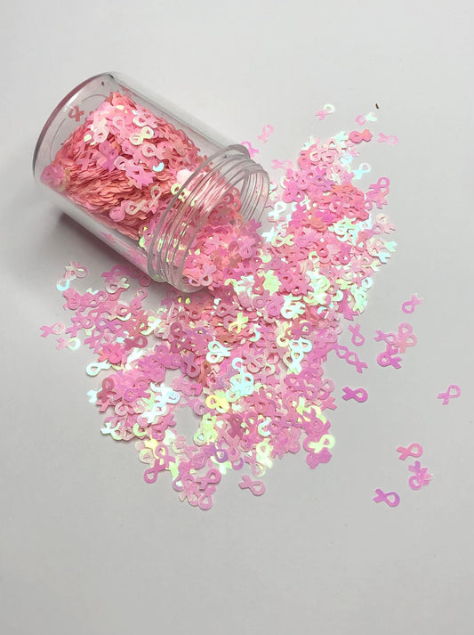 Pink Ribbons Holographic Shaped Glitter